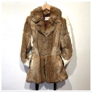 Real Rabbit Fur Fitted Belted Jacket Fur Coat